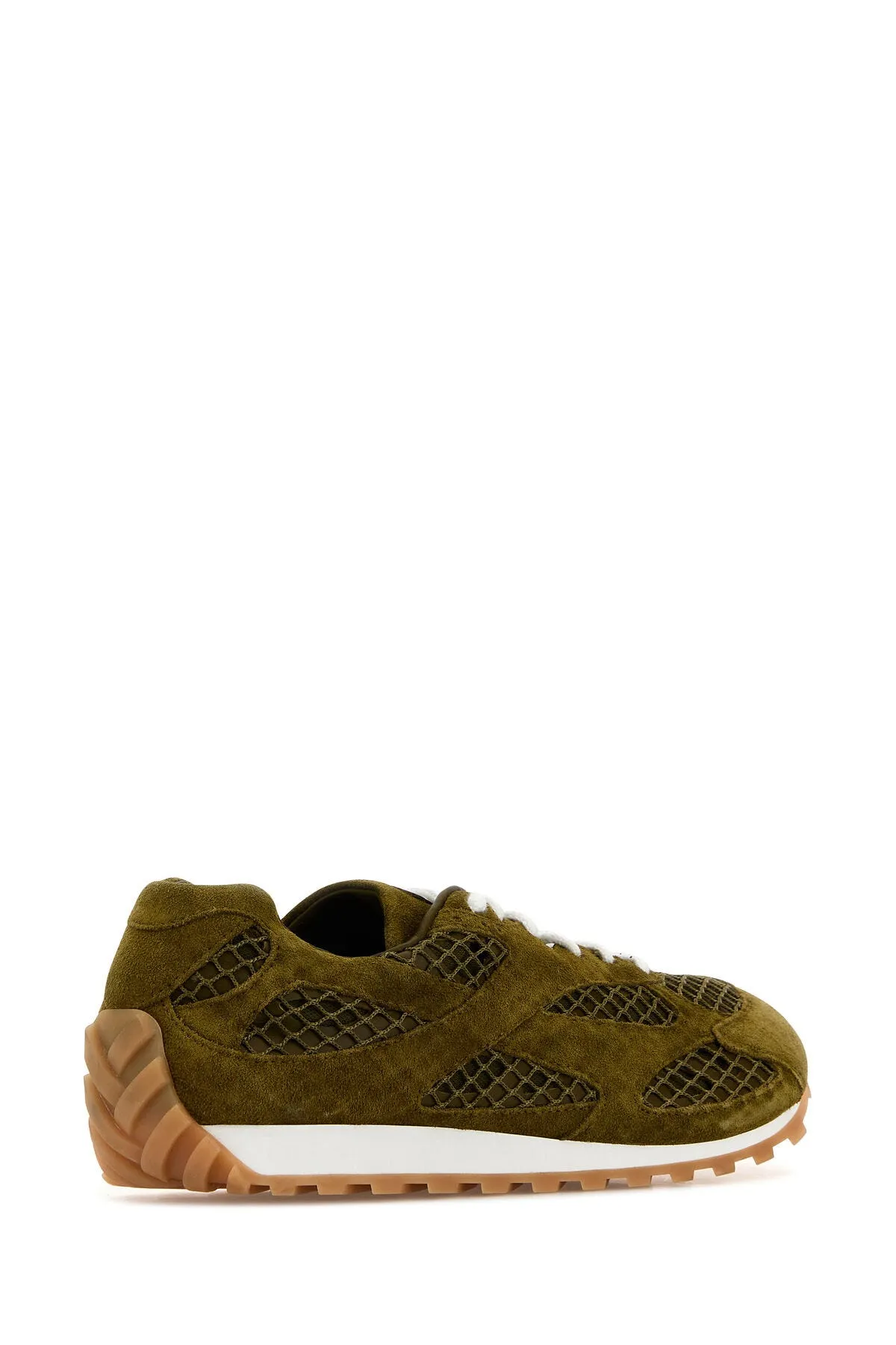 Army green mesh and suede Orbit sneakers     