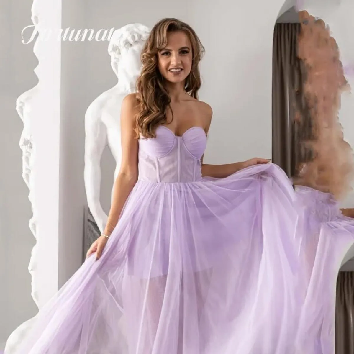 Boho Pink Tulle Abito Quinceanera Una linea senza spalline alla caviglia Cocktail Party Abito da sera per donna 2023 Personalizz