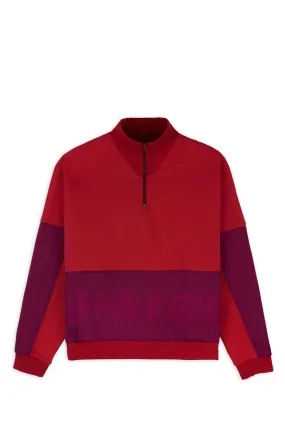BRAIN DEAD GASTROMANIAC OVERLAY HALF ZIP FLEECE MAROON