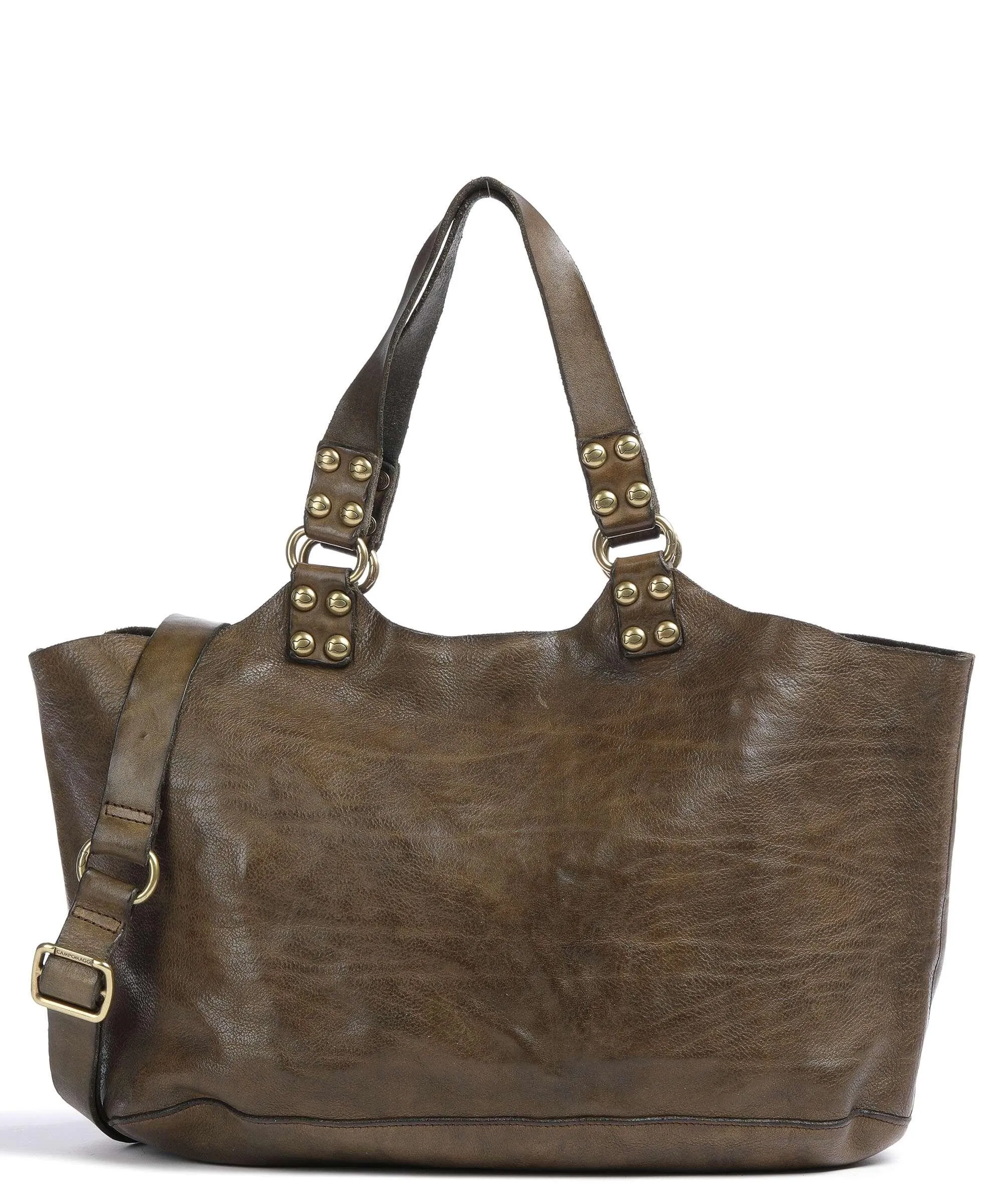  Campomaggi Borsa shopper pelle di vacchetta grana verde-oliva  