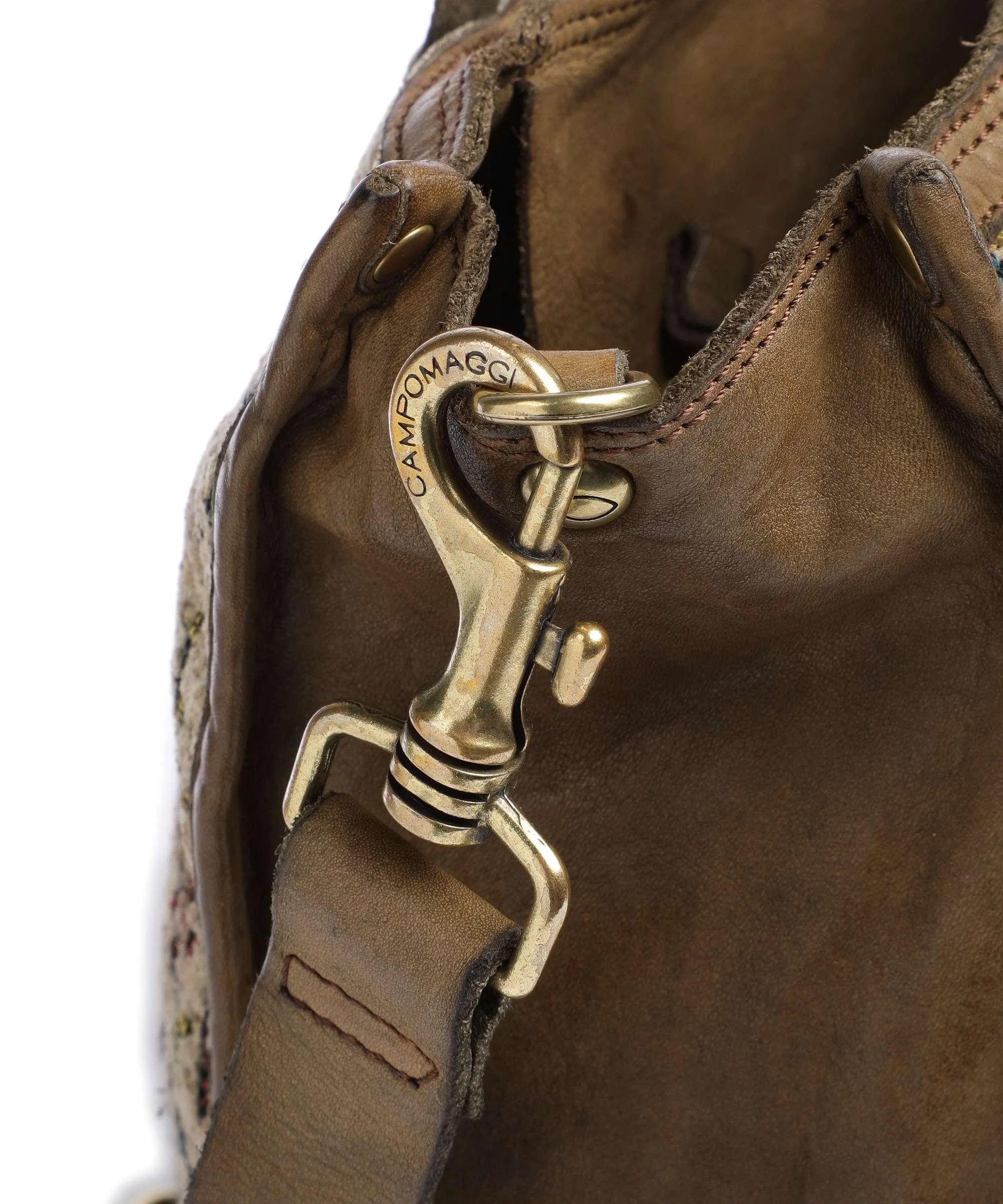  Campomaggi Borsa shopper poliestere, pelle di vacchetta grana verde-oliva  