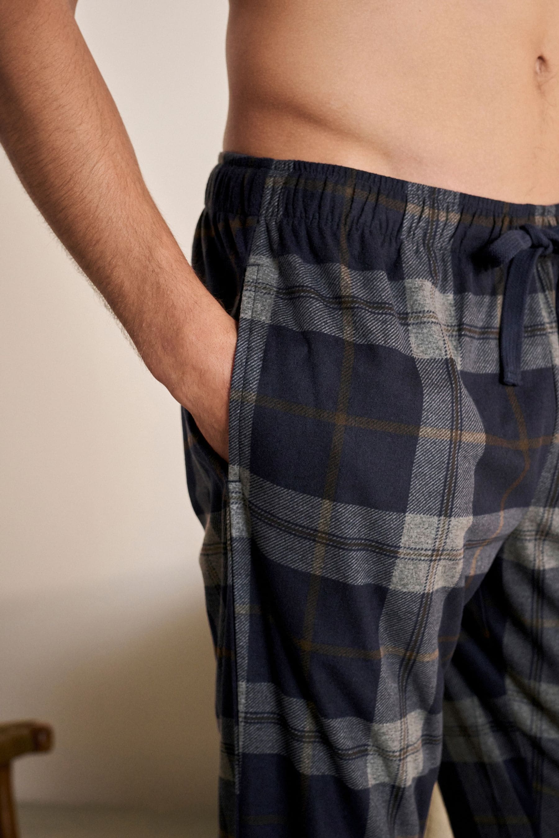 Controllo Blu Navy/Grigio  - Motionflex - Comodi pantaloni del pigiama