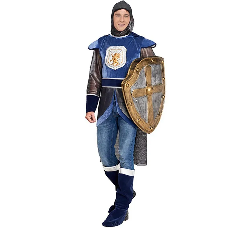 Costume da cavaliere medievale blu scuro per uomo