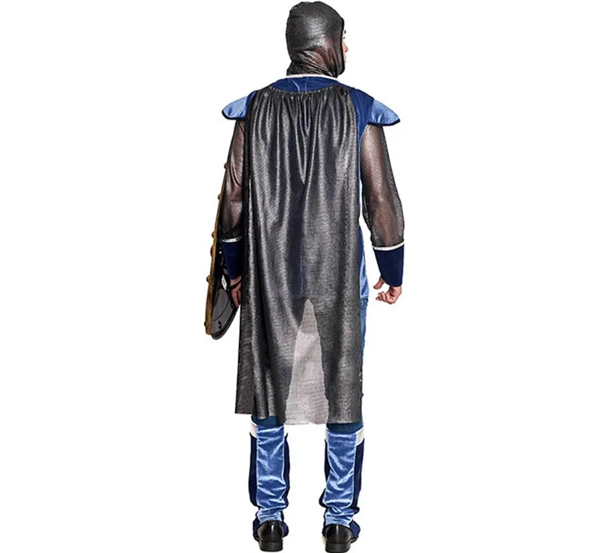 Costume da cavaliere medievale blu scuro per uomo