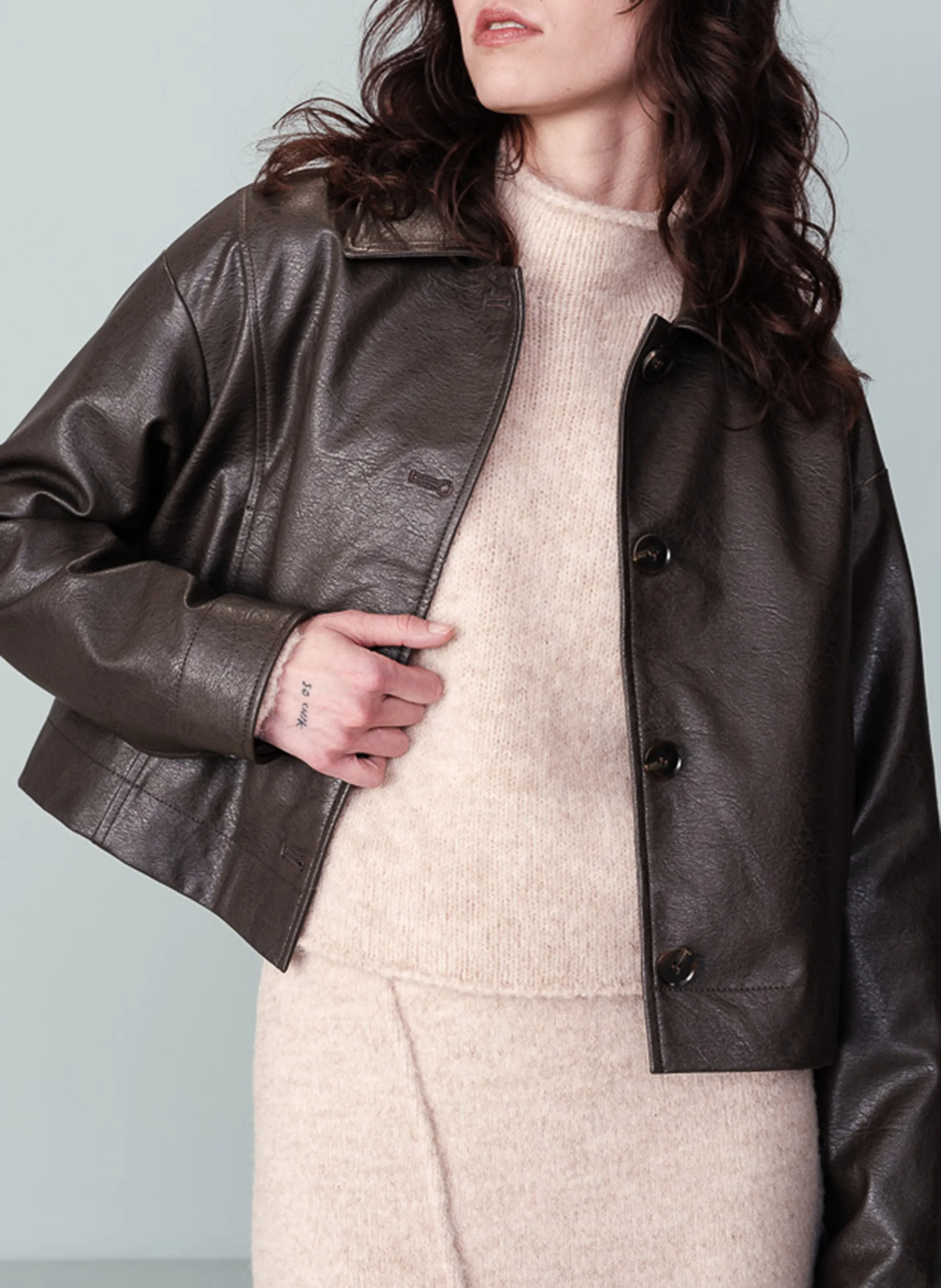  GRACE ET MILA   NEIGE - Giacca classica ampia in misto cotone | Marrone