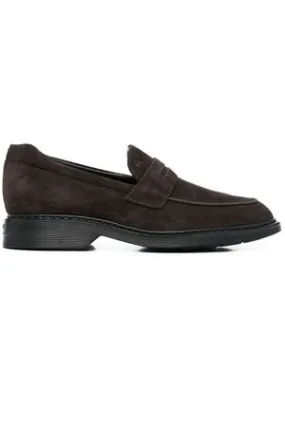 HOGAN Calzature,Sneakers mocassino in pelle marrone 