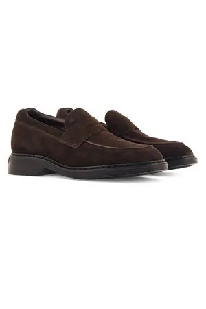 HOGAN Calzature,Sneakers mocassino in pelle marrone 