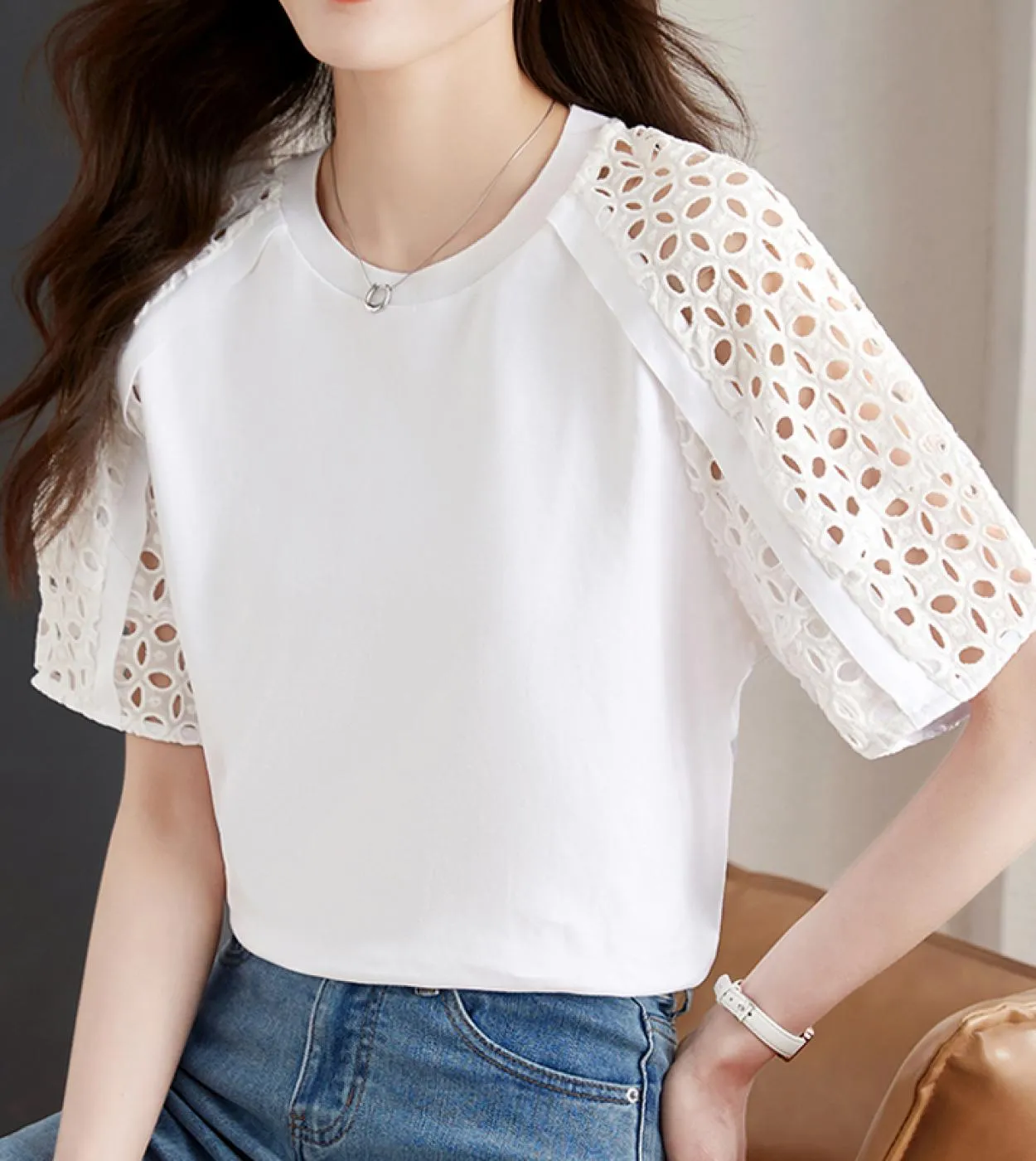 Maglietta estiva a maniche corte T-shirt elastica trasparente Slim donna Top Ropa Mujer O Neck Diamond Tshirt 10059 Tshir