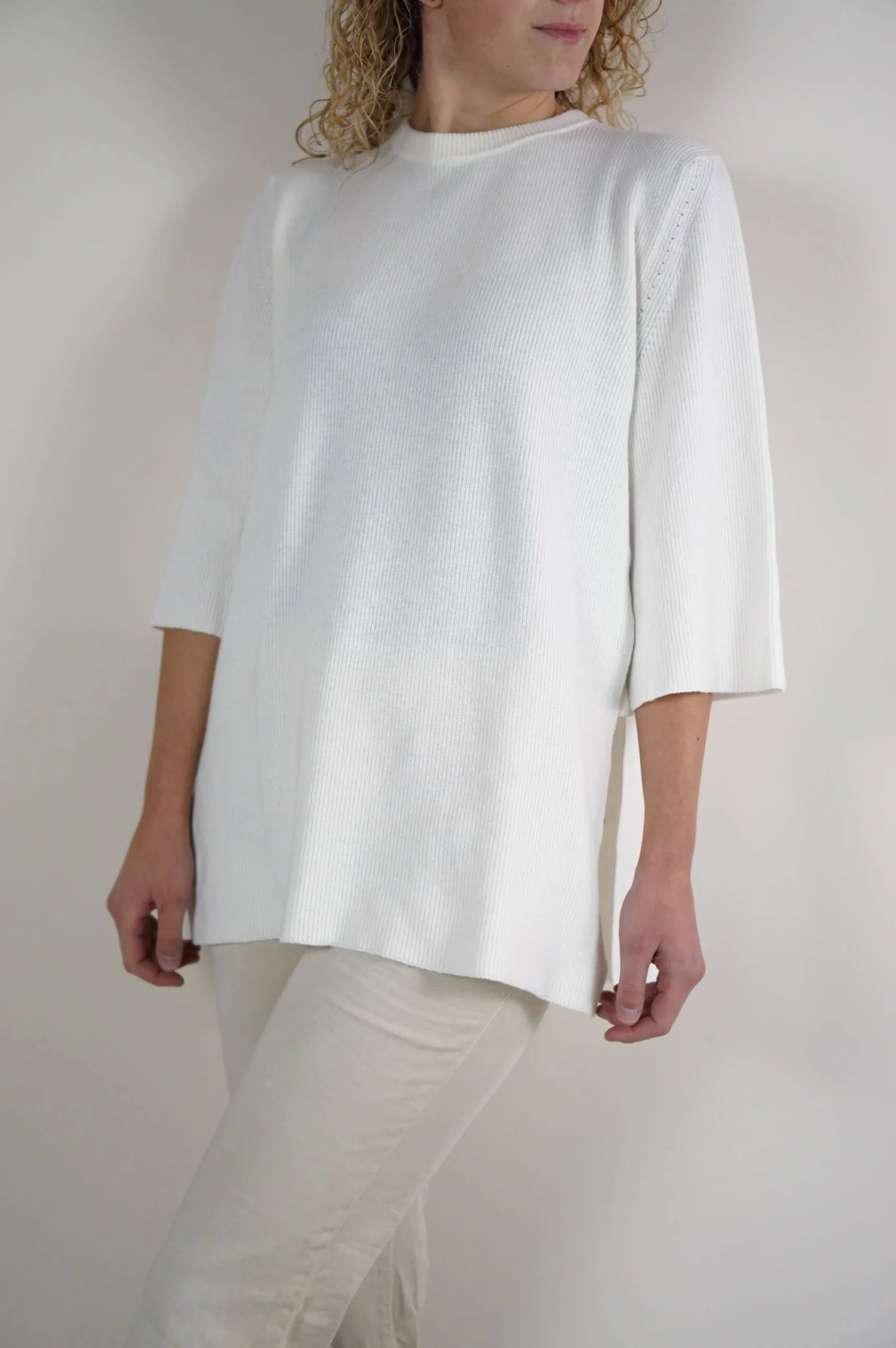 Maglione lungo bianco panna | Manila Grace