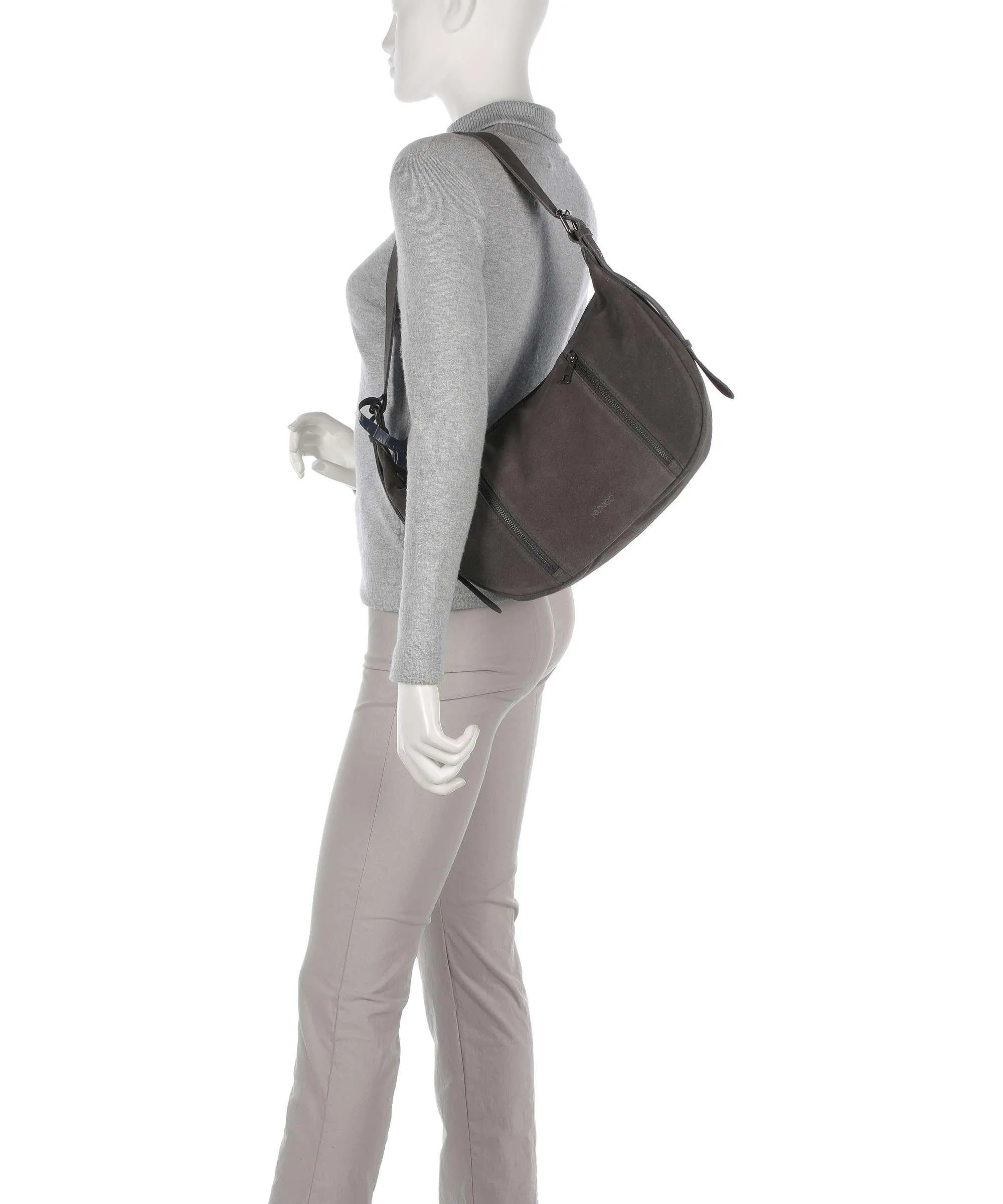  Núnoo Suede Small Stella Borsa hobo pelle ruvida grigio  