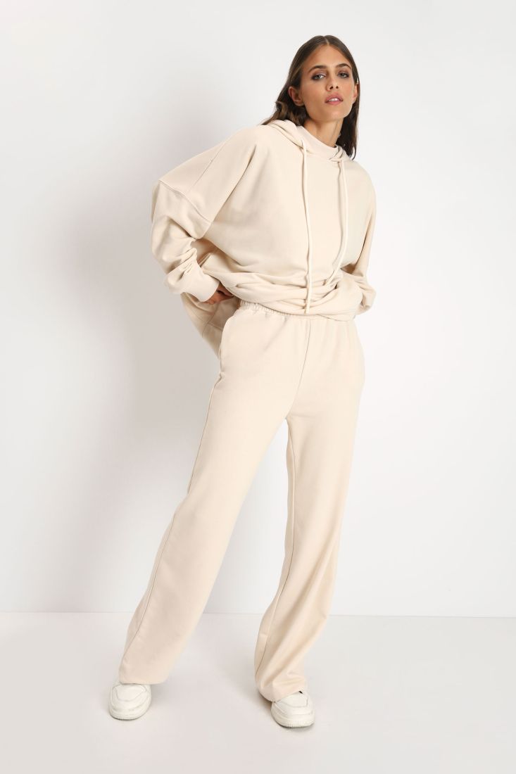 Pantaloni flare monocolour con vita alta elasticizzata