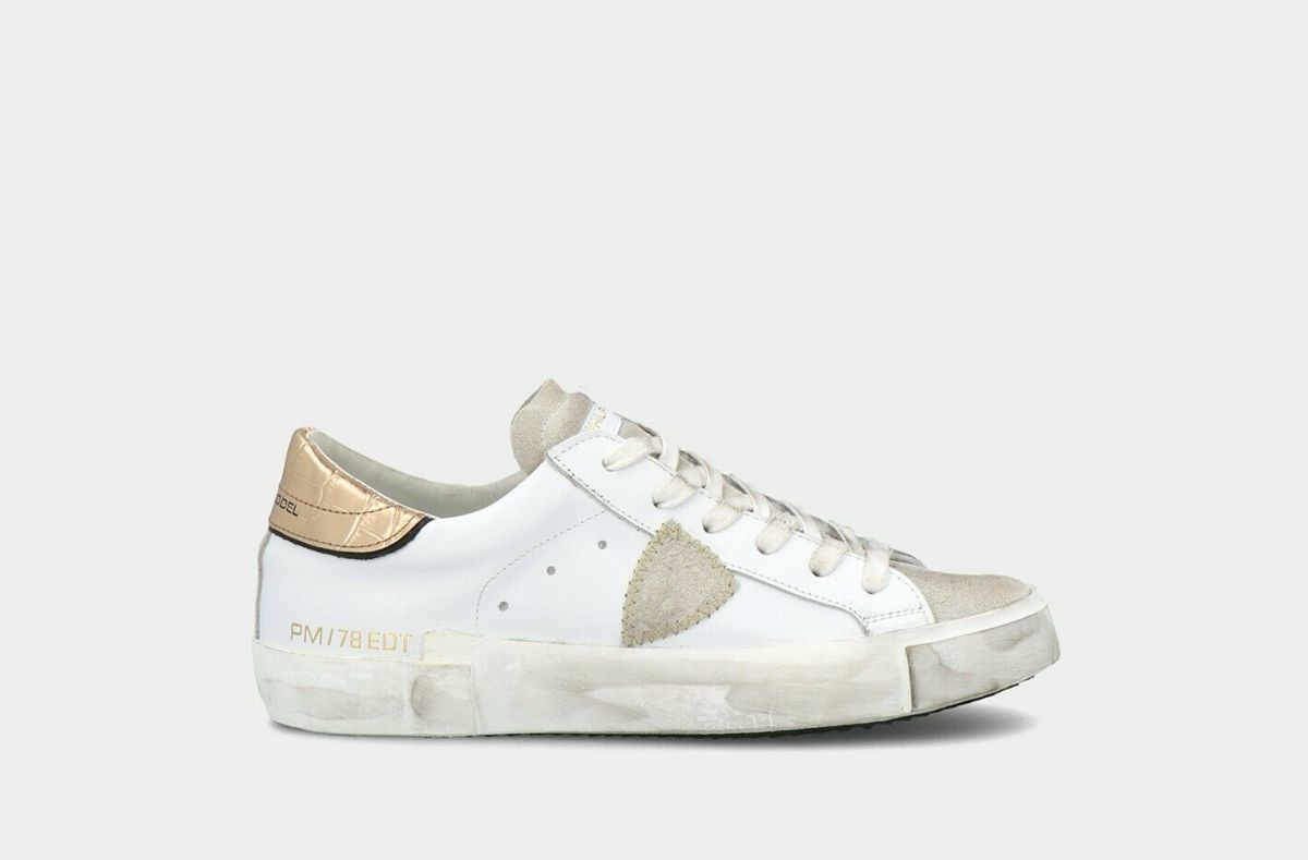 SNEAKERS Donna PHILIPPE MODEL PARIS PRLD VC01 VEAU CROCO - BLANC