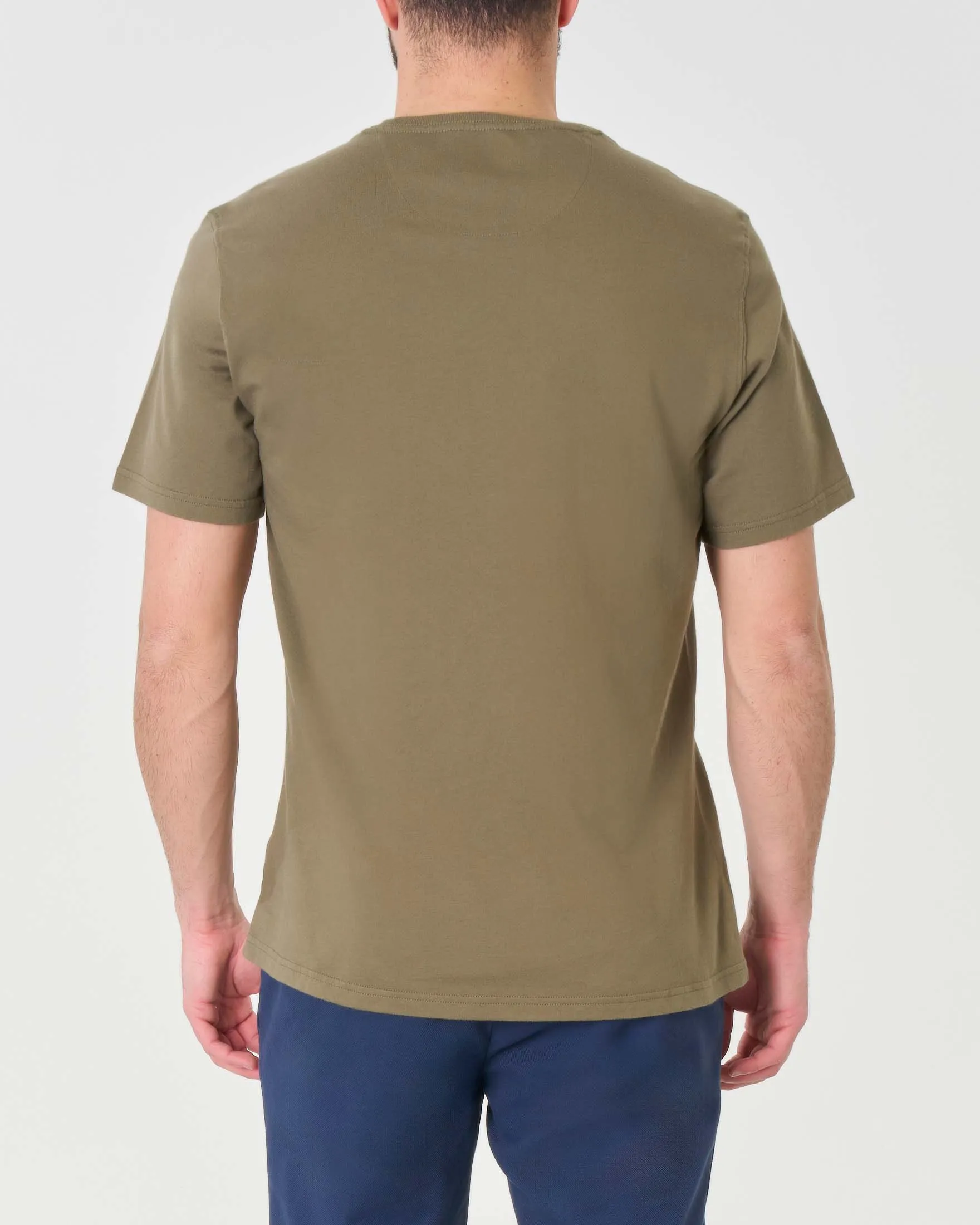 T-shirt verde militare mezza manica tinta unita tailor-fit