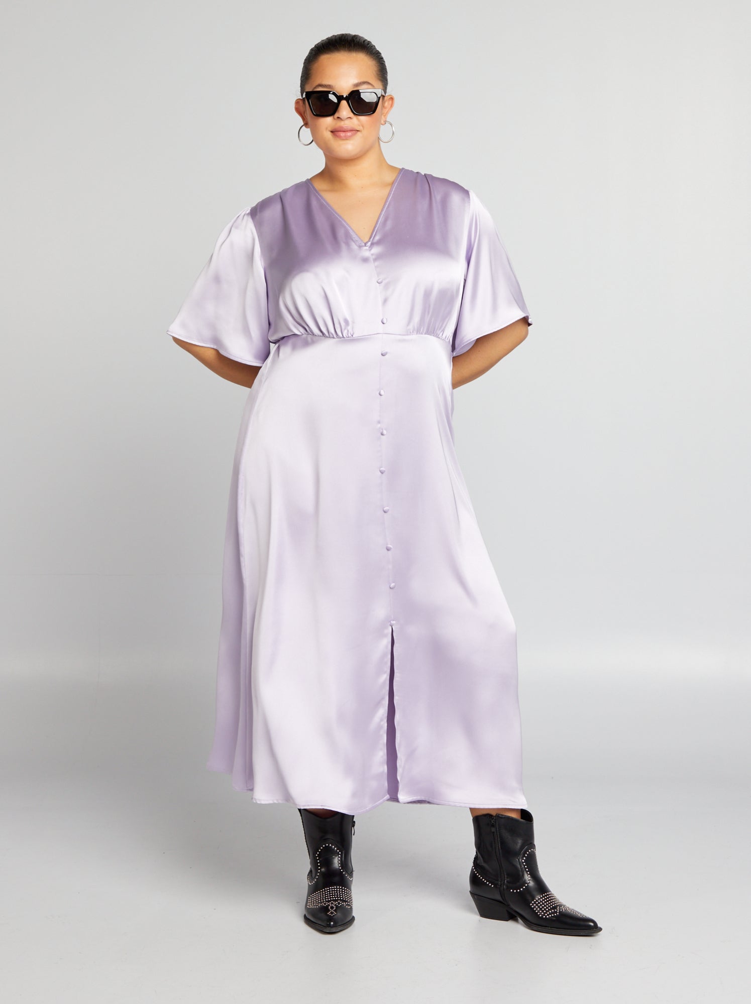 Vestito lungo satinato - ROSA