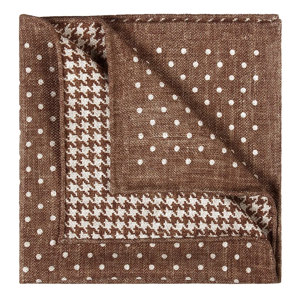 Viola Milano - Pochette in 100% Cashmere Stampato Double Face - Miscela Sabbia - Handmade in Italy - Luxury Exclusive Collection