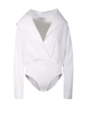 WOMAN ALAIA WHITE COTTON HOOD BODY SHIRT